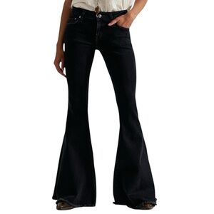 Free People Emery Flare Jeans NWT Size 27 Black High Rise Bell Bottom Boho